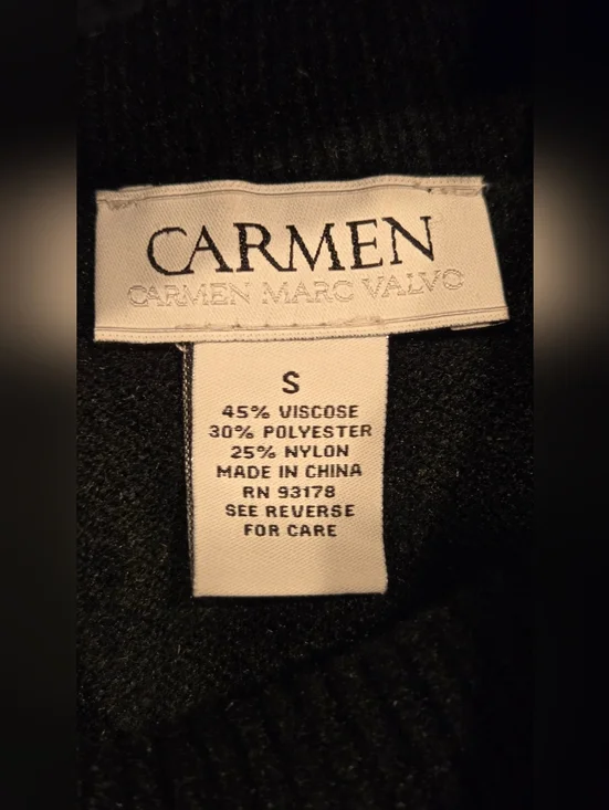 Carmen Marc Valvo Sleeveless Turtleneck Sweater - Black Size S. - Picture 15 of 15